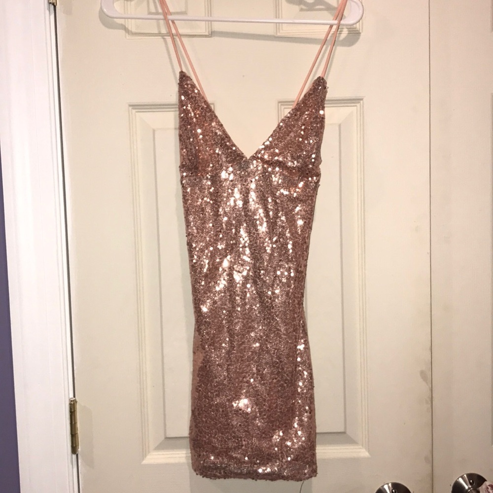 Rose gold mini dress
